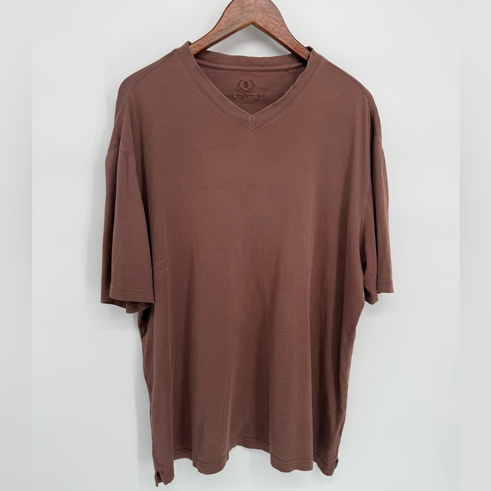 Bugatchi Men's Brown V-Neck Tee
